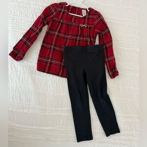 Carter's Red and Green Plaid Blouse Long Sleeve with pants outfit